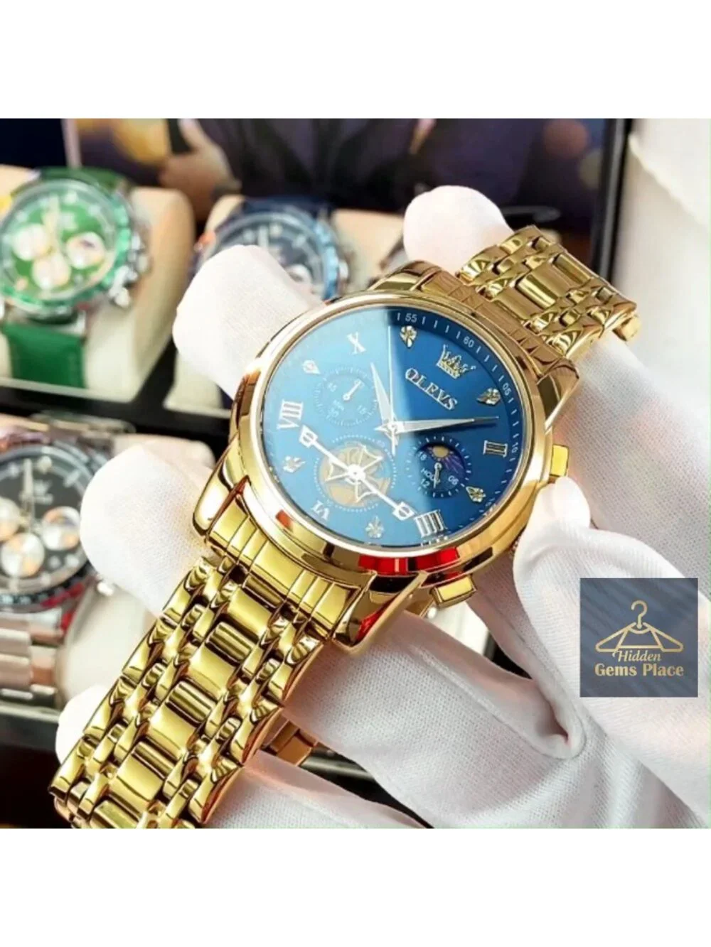 Men's Stainless Steel Chronograph Watch, Large Face Roman Numerals Water